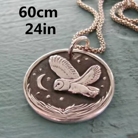 Owl and Moon Oval Pendant and Necklace #1404 - Picture 4 of 8